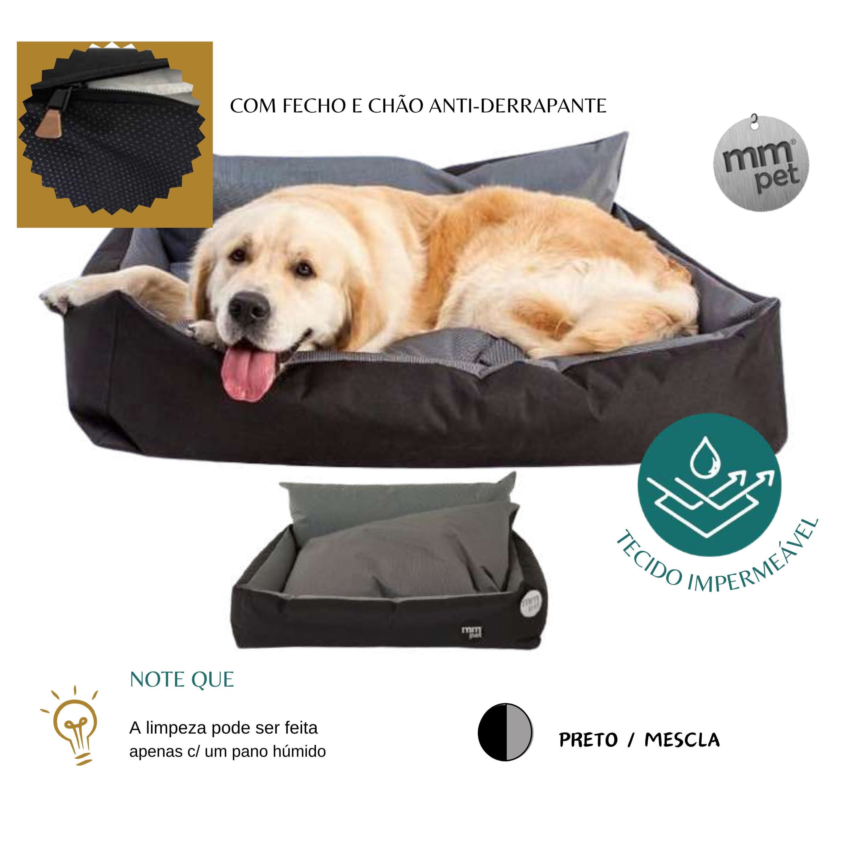 Cama Impermeável Black MMPet - Preto/ Cinza