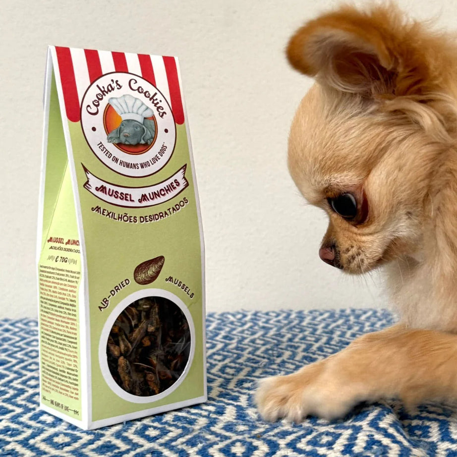 Cooka's Cookies Mussel Munchies - Mexilhões desidratados para cão e gato
