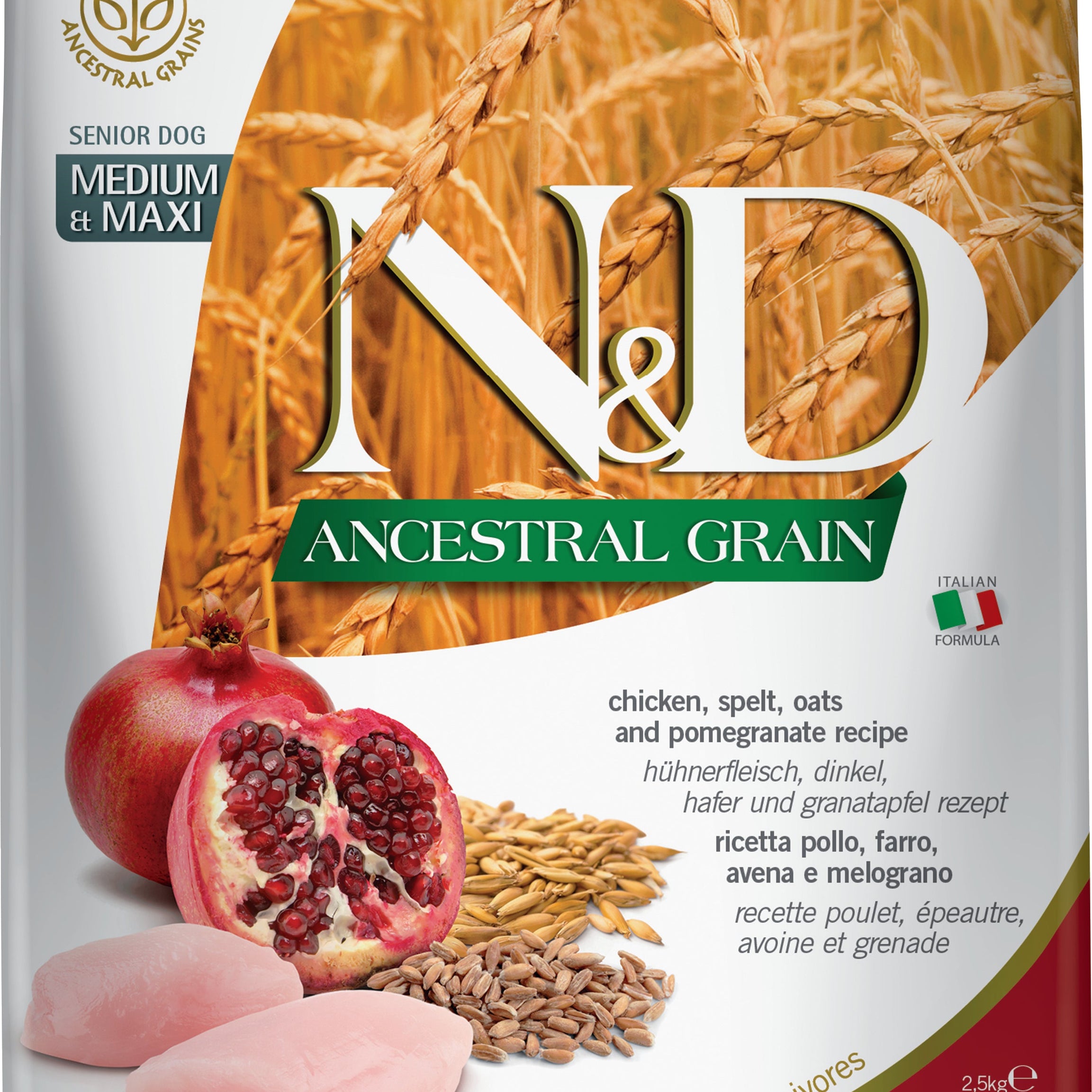 N&D Ancestral Grain Dog Senior Medium&Maxi Chicken&Pomegranate - DOGGIE STORE