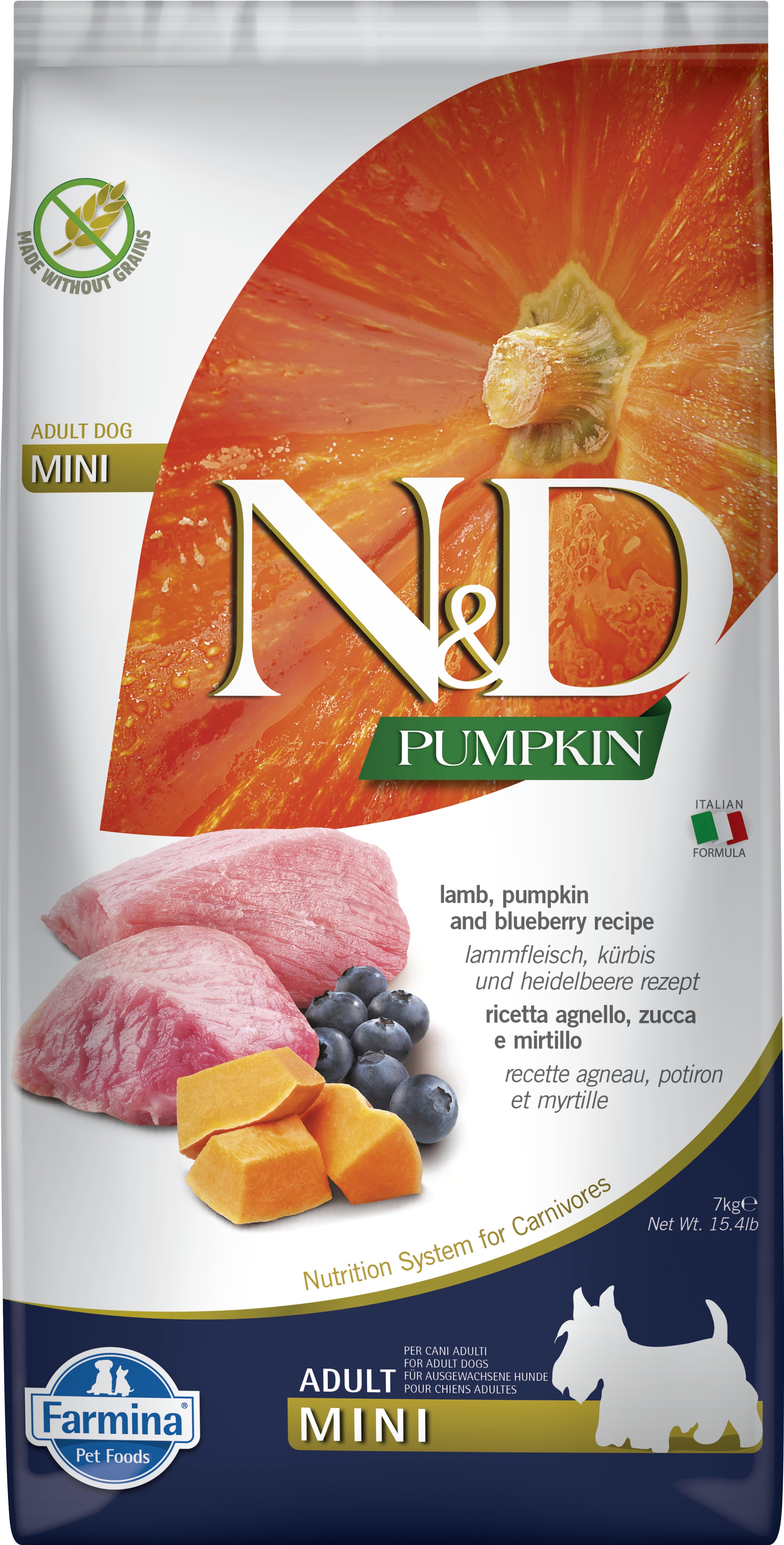 N&D Pumpkin Adult Dog Mini Borrego&Blueberry - DOGGIE STORE