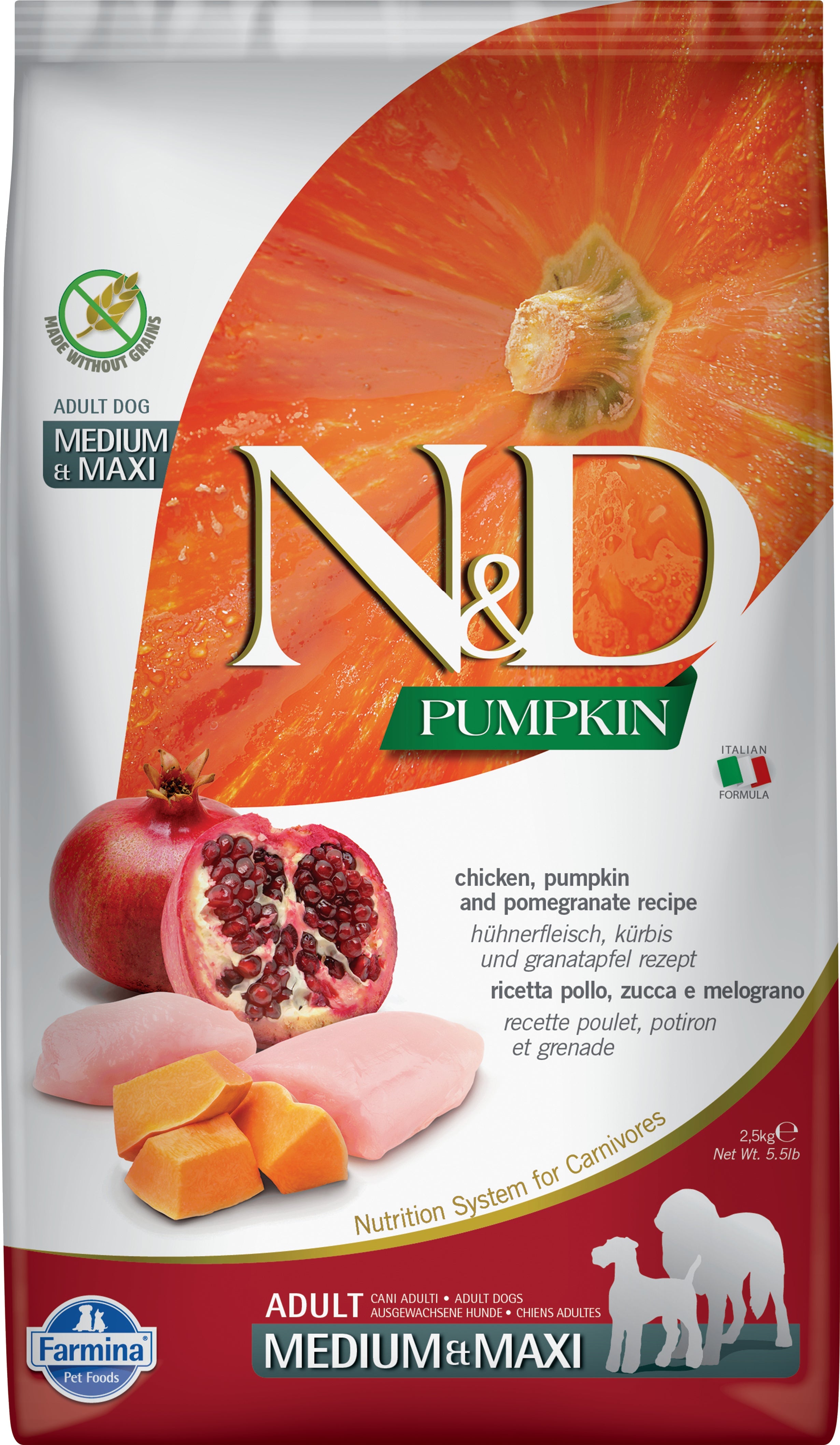 N&D Pumpkin Adult Dog Medium&Maxi Chicken&Pomegranate - DOGGIE STORE