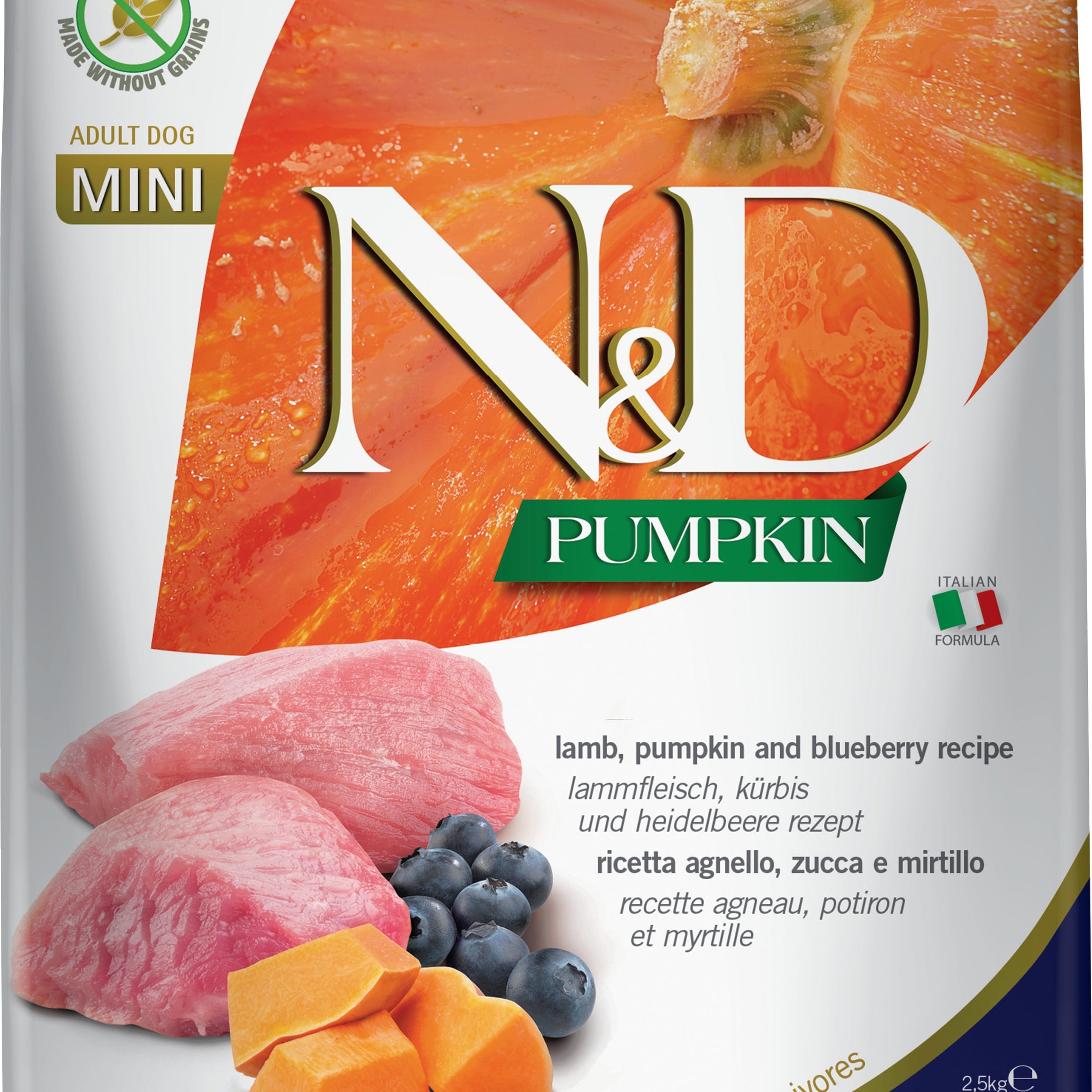 N&D Pumpkin Adult Dog Mini Borrego&Blueberry - DOGGIE STORE