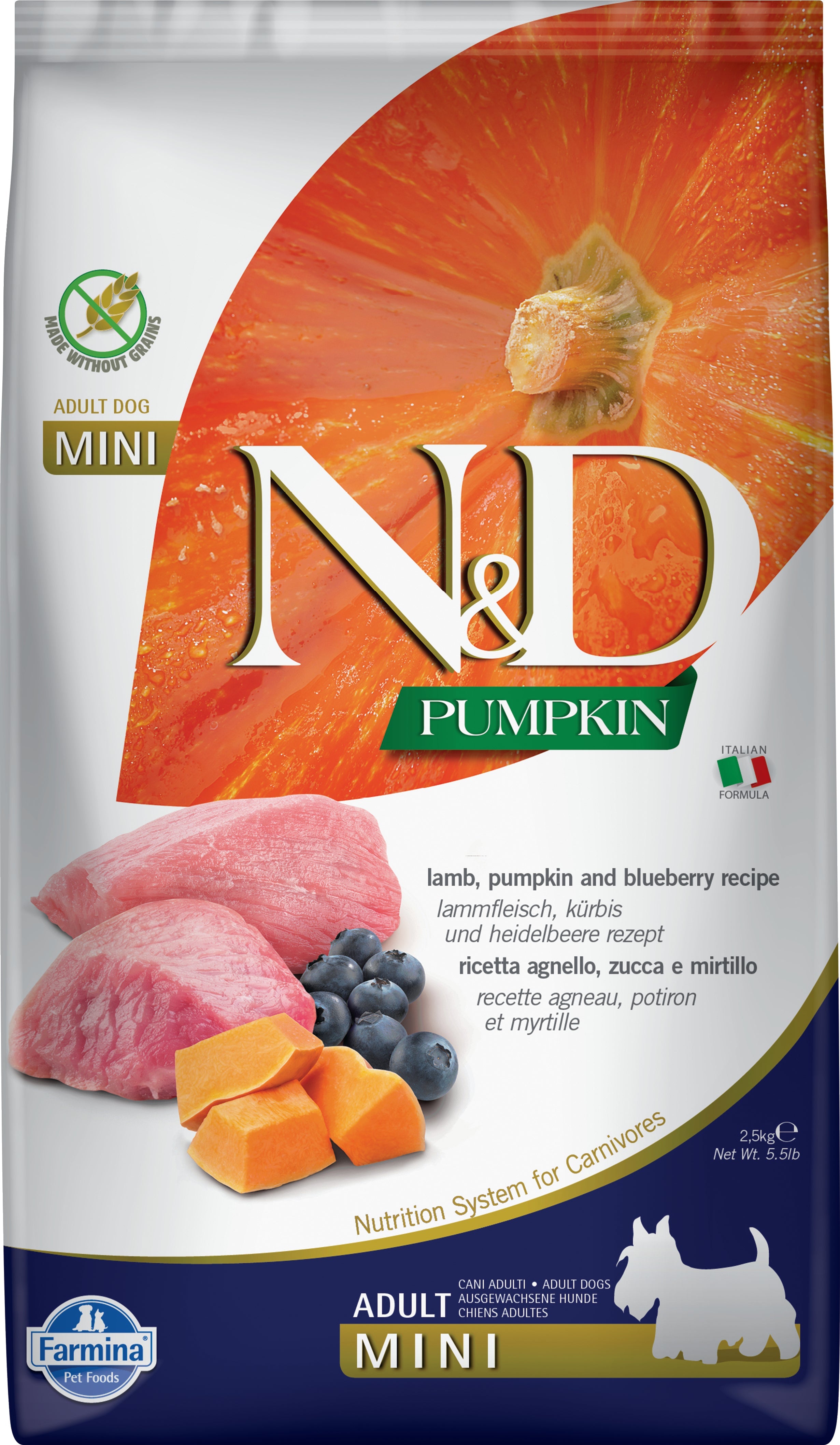 N&D Pumpkin Adult Dog Mini Borrego&Blueberry - DOGGIE STORE