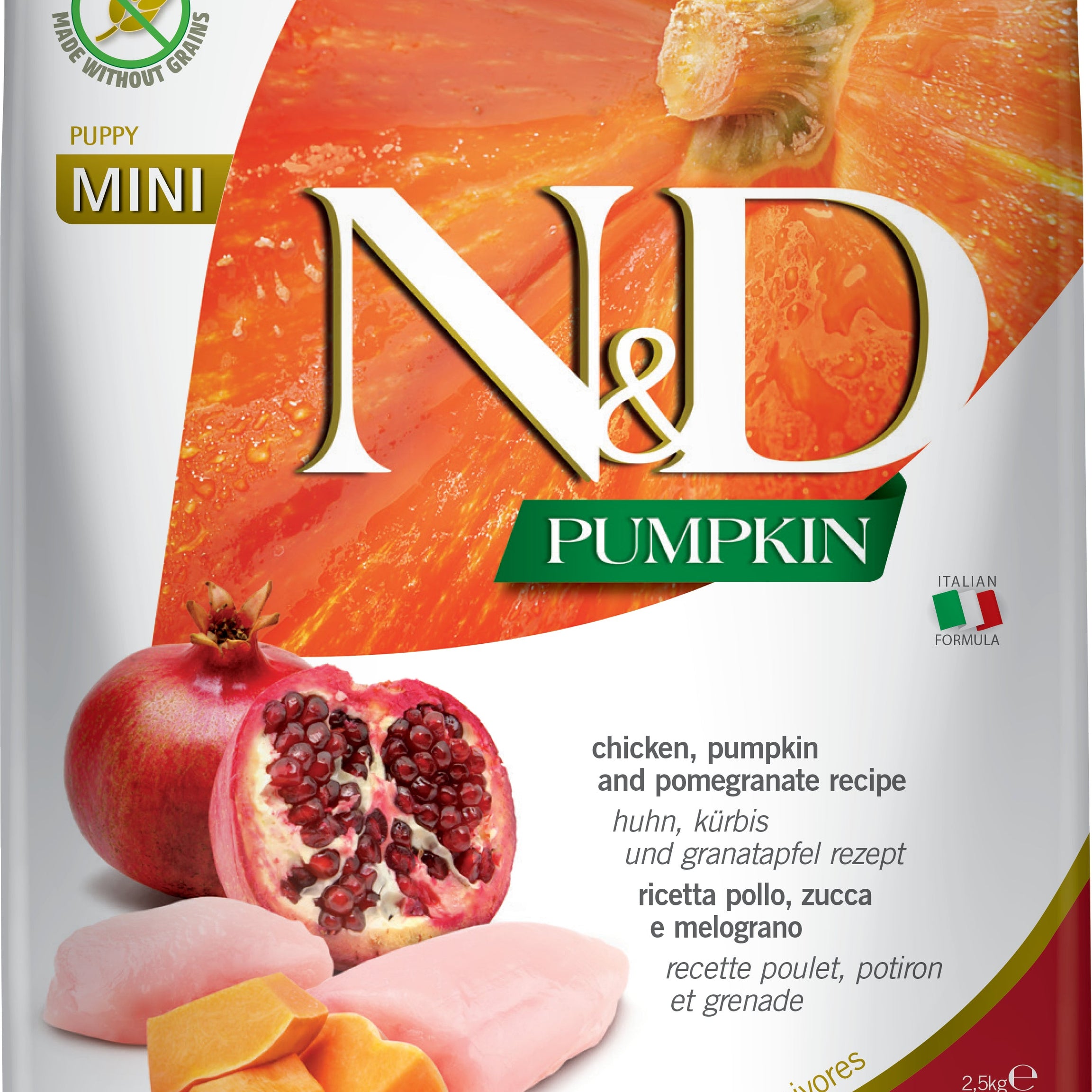 N&D Pumpkin Dog Chicken Pumpkin&Pomegranate Puppy Mini 2,5Kg - DOGGIE STORE