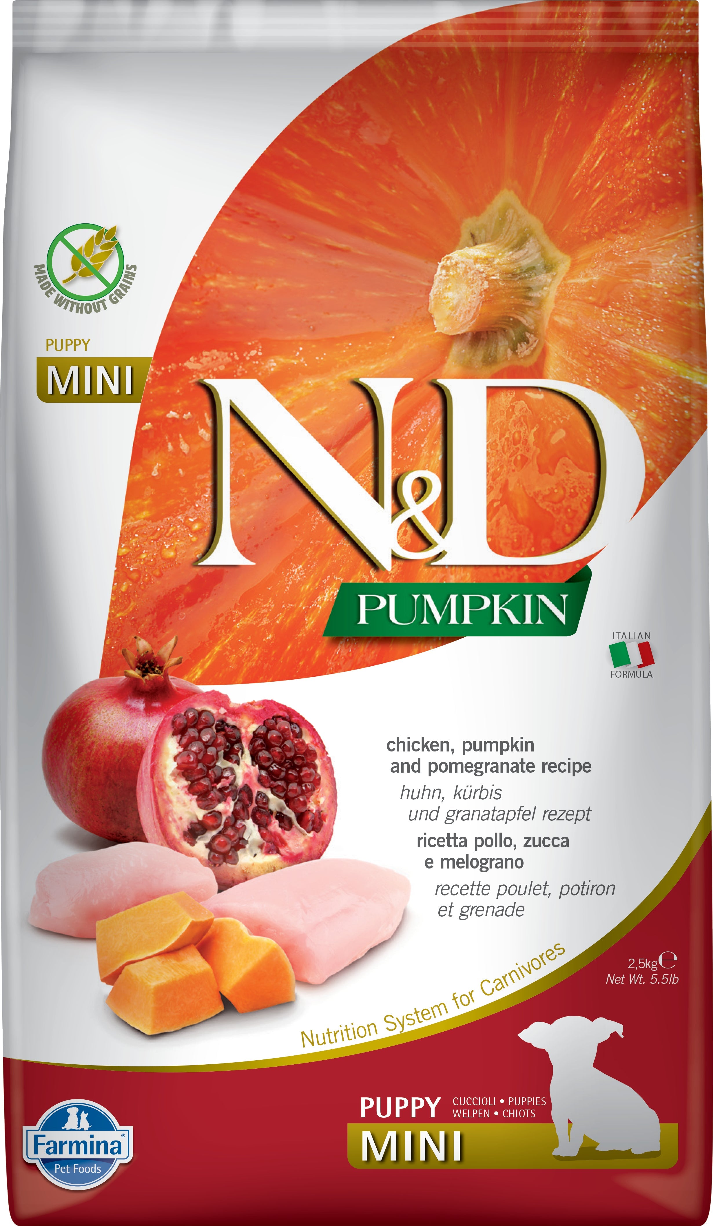 N&D Pumpkin Dog Chicken Pumpkin&Pomegranate Puppy Mini 2,5Kg - DOGGIE STORE