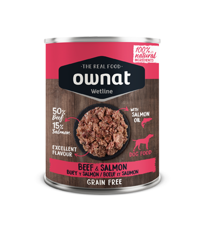 Ownat Alimento Húmido para Cão | Carne de Vaca & Salmão 395 g