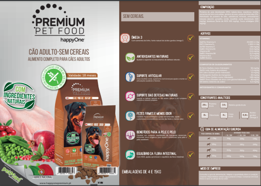 happyOne Premium Grain Free - Ração seca sem cereais para cão adulto