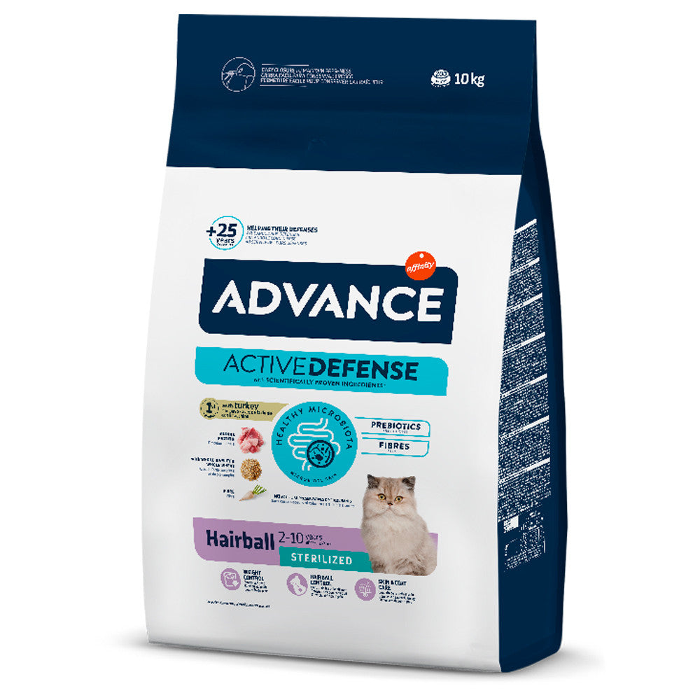Advance Hairball Sterilized - Ração seca para gato esterilizado para redução das bolas de pelo - Peru e arroz - DOGGIE STORE