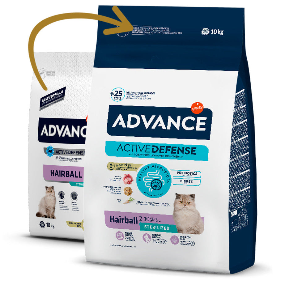 Advance Hairball Sterilized - Ração seca para gato esterilizado para redução das bolas de pelo - Peru e arroz - DOGGIE STORE