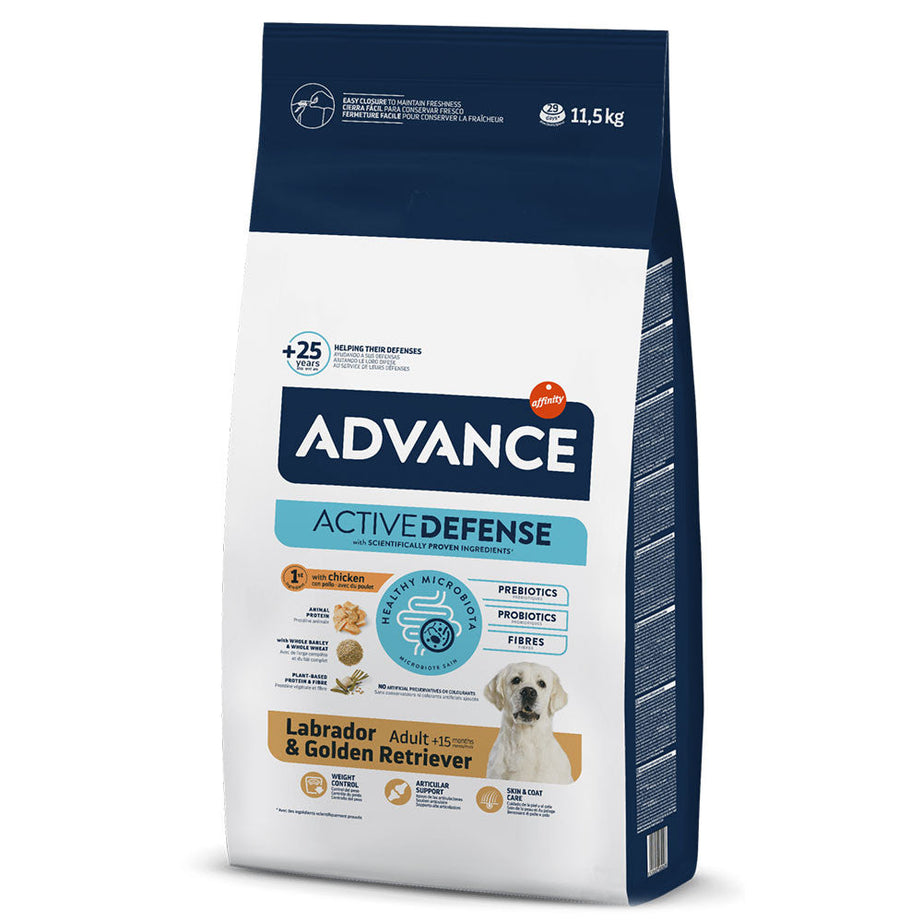Advance Labrador & Golden Retriever | Ração seca para cão adulto - Frango e arroz 11,5 kg - DOGGIE STORE