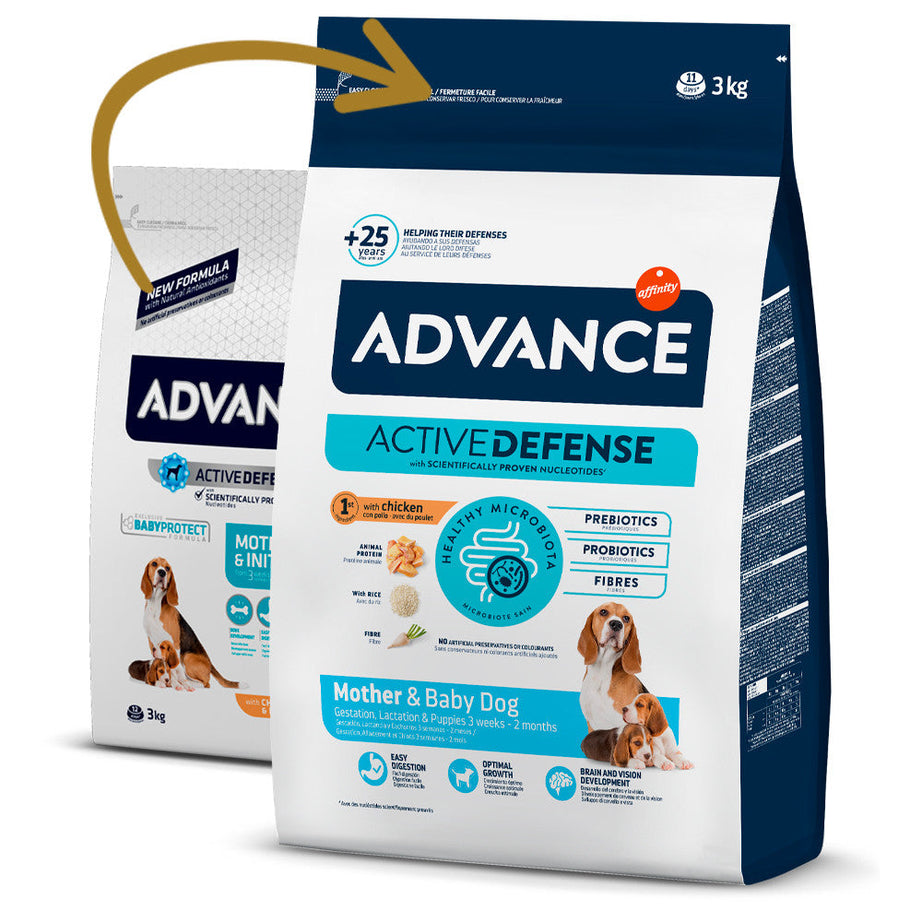 Advance Mother Dog & Inicial - Ração seca para cadela gestante/lactante e cachorro | Frango e arroz 3 kg - DOGGIE STORE
