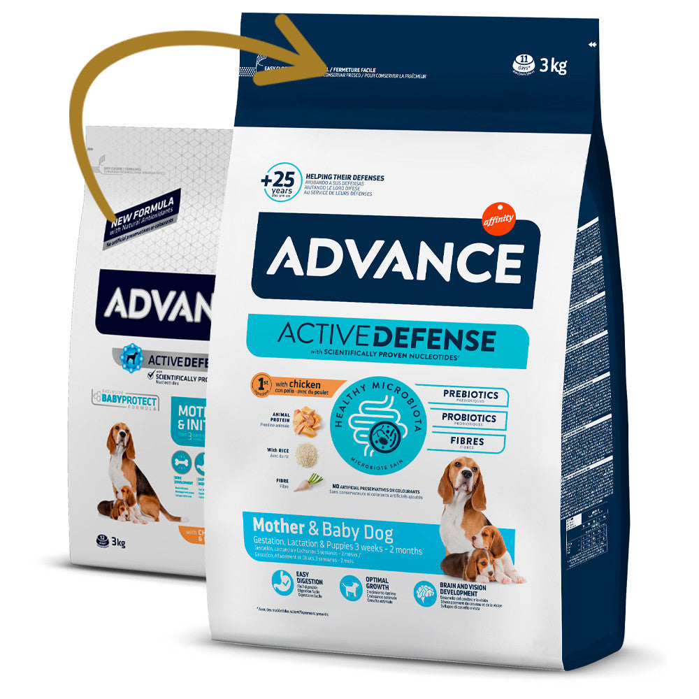 Advance Mother Dog & Inicial - Ração seca para cadela gestante/lactante e cachorro | Frango e arroz 3 kg - DOGGIE STORE