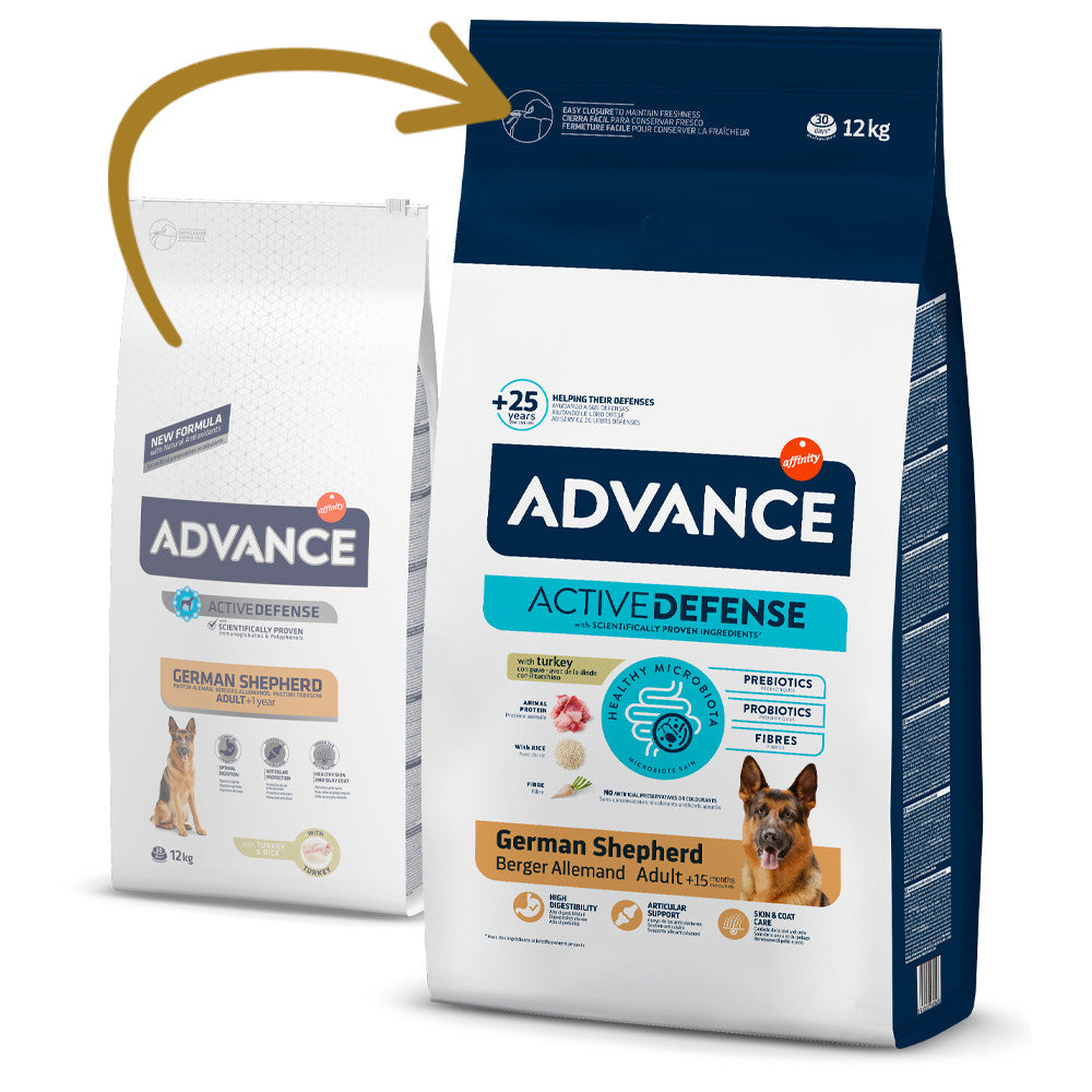 Advance Pastor Alemão - Ração seca para cão adulto de raça - Peru e arroz - DOGGIE STORE