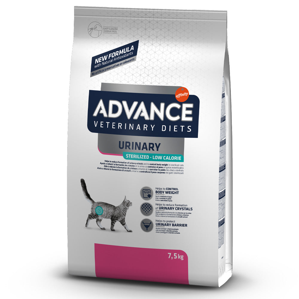 Advance VET Urinary Sterilized Low Calorie - Ração seca para gato adulto esterilizado com problemas urinários - DOGGIE STORE