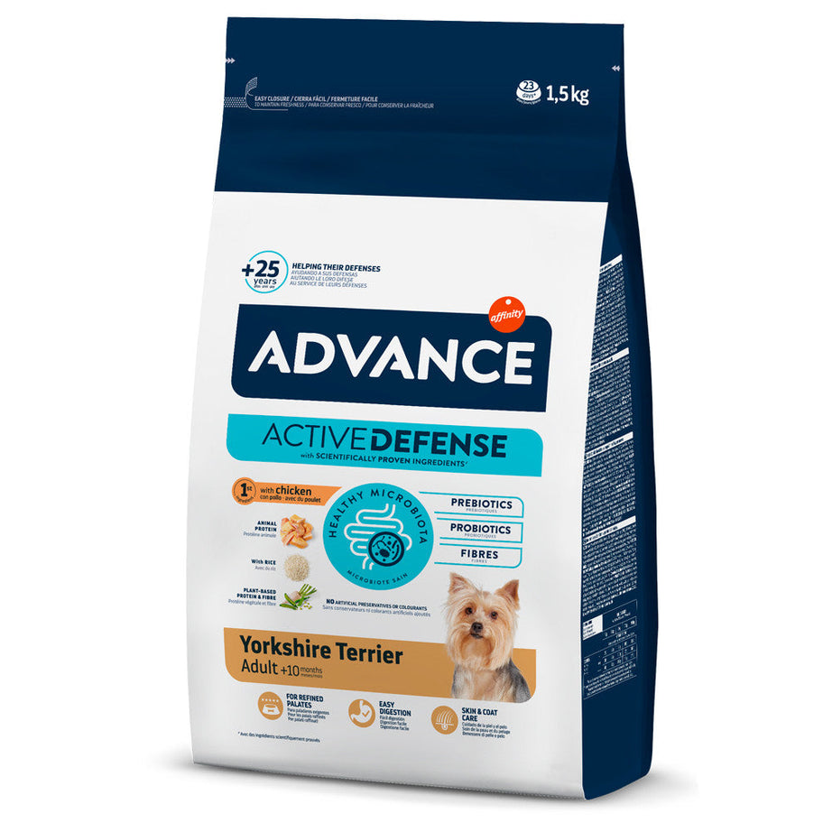 Advance Yorkshire  Ração seca cão adulto de raça - Frango e arroz | 1,5 Kg - DOGGIE STORE