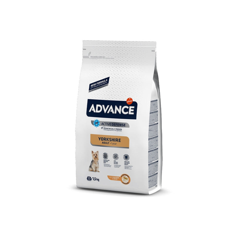 Advance Yorkshire  Ração seca cão adulto de raça - Frango e arroz | 1,5 Kg - DOGGIE STORE