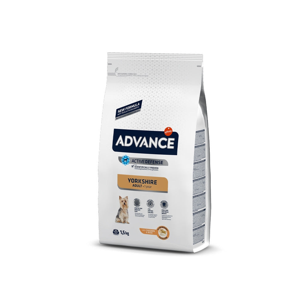 Advance Yorkshire  Ração seca cão adulto de raça - Frango e arroz | 1,5 Kg - DOGGIE STORE