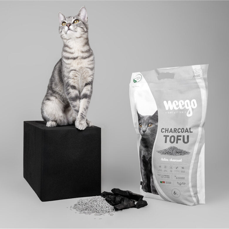 Weego Charcoal Tofu – Areia Aglomerante de Tofu com Carvão Ativo para Gatos