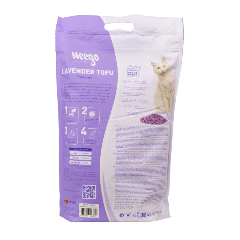 Weego Areia de Tofu Aglomerante para Gatos – Lavanda