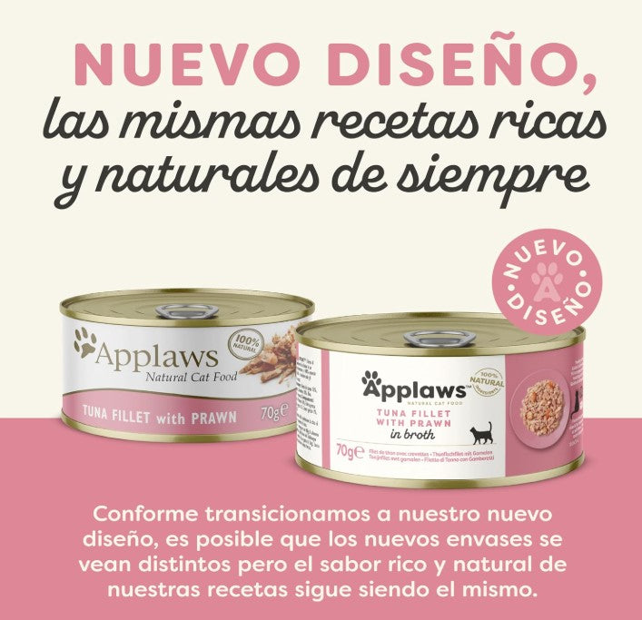 Applaws - Ração húmida para gatos | Filete de Atum com camarão