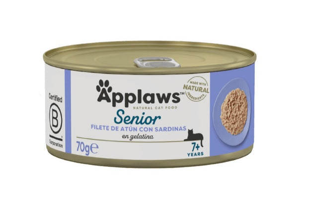 Applaws - Ração húmida para gatos Sénior | Filete de Atum com Sardinha