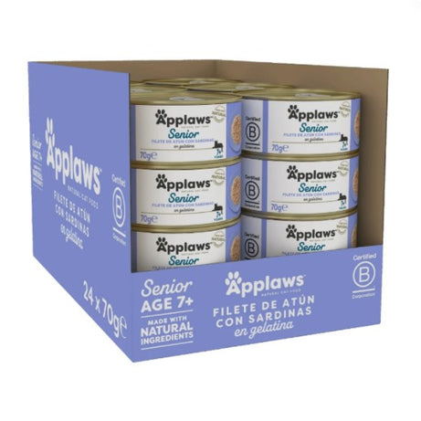 Applaws - Ração húmida para gatos Sénior | Filete de Atum com Sardinha