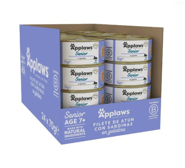 Applaws - Ração húmida para gatos Sénior | Filete de Atum com Sardinha