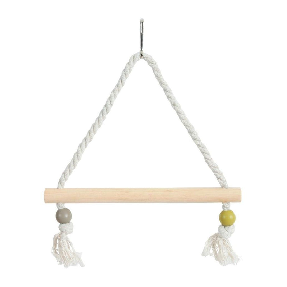 Baloiço para Pássaros em Corda & Madeira - 22 x 15 x 27 cm