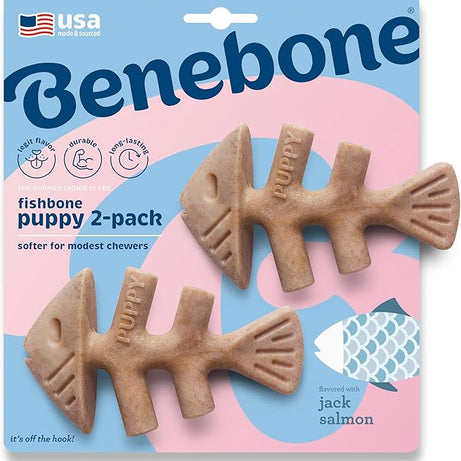 Benebone Fishbone – Brinquedo de Mastigação para Cães - Mais Macio para Cachorros Pk 2