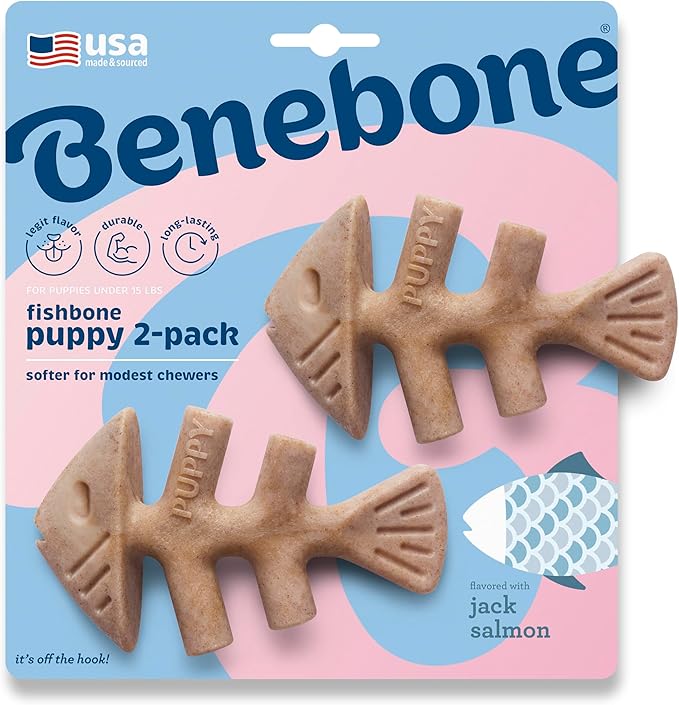 Benebone Fishbone – Brinquedo de Mastigação para Cães - Mais Macio para Cachorros Pk 2
