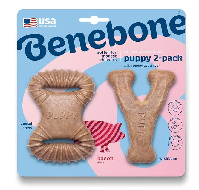 Pack Brinquedo de mastigar Dental Chew e Wishbone sabor bacon para cachorro