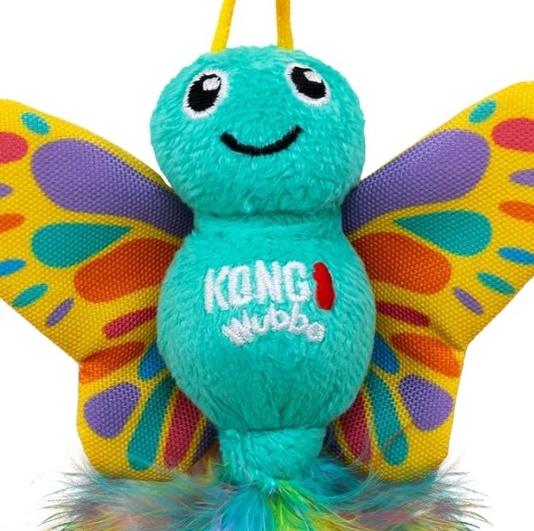 KONG Wubba Borboleta – Brinquedo Interativo para Gatos com Erva-Gateira, Sons e Caudas com Penas
