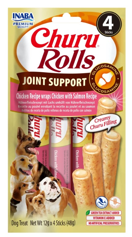 Churu Dog Rolls Joint Support |4 x 12g Frango & Salmão