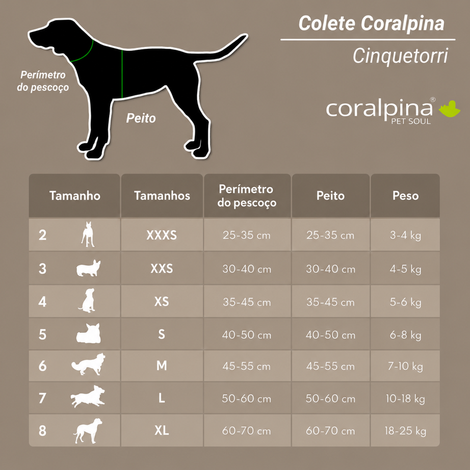 Peitoral / Arnês Coralpina Gama Cinquetorri - Variedade de cores e tamanhos
