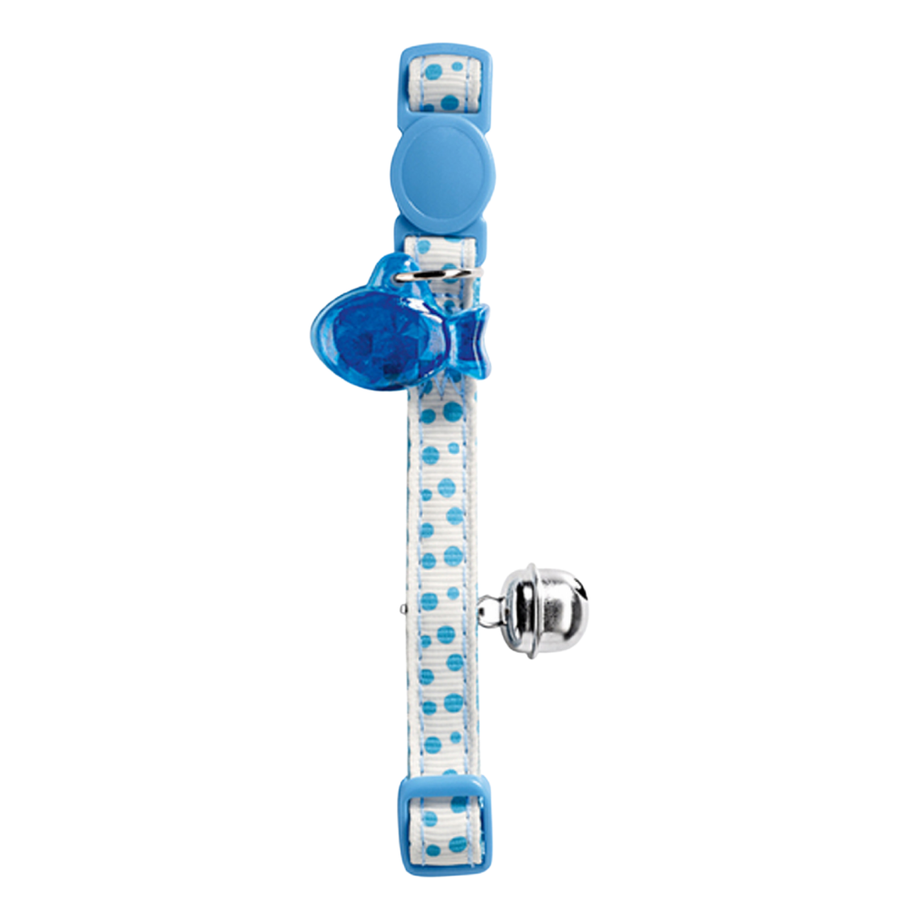 Coleira Baby Dots Azul c/ Fecho de Segurança e guizo