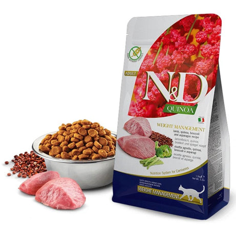 Farmina N&D Quinoa Weight Management Cat Adult – Ração seca para gato adulto para controlo de peso | Borrego