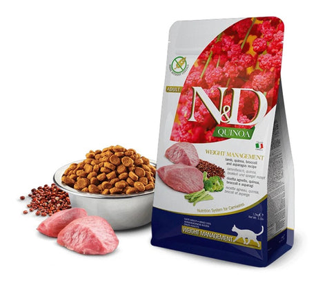 Farmina N&D Quinoa Weight Management Cat Adult – Ração seca para gato adulto para controlo de peso | Borrego