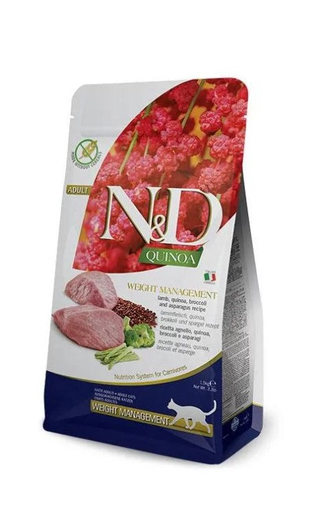 Farmina N&D Quinoa Weight Management Cat Adult – Ração seca para gato adulto para controlo de peso | Borrego