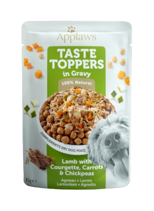 Applaws Taste Toppers em molho - Saqueta 85g | Borrego com Curgete, Cenouras e grão de bico