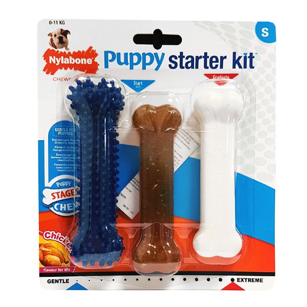 Nylabone Kit de Mastigação para Cachorros – Pack 3 Ossos (S)