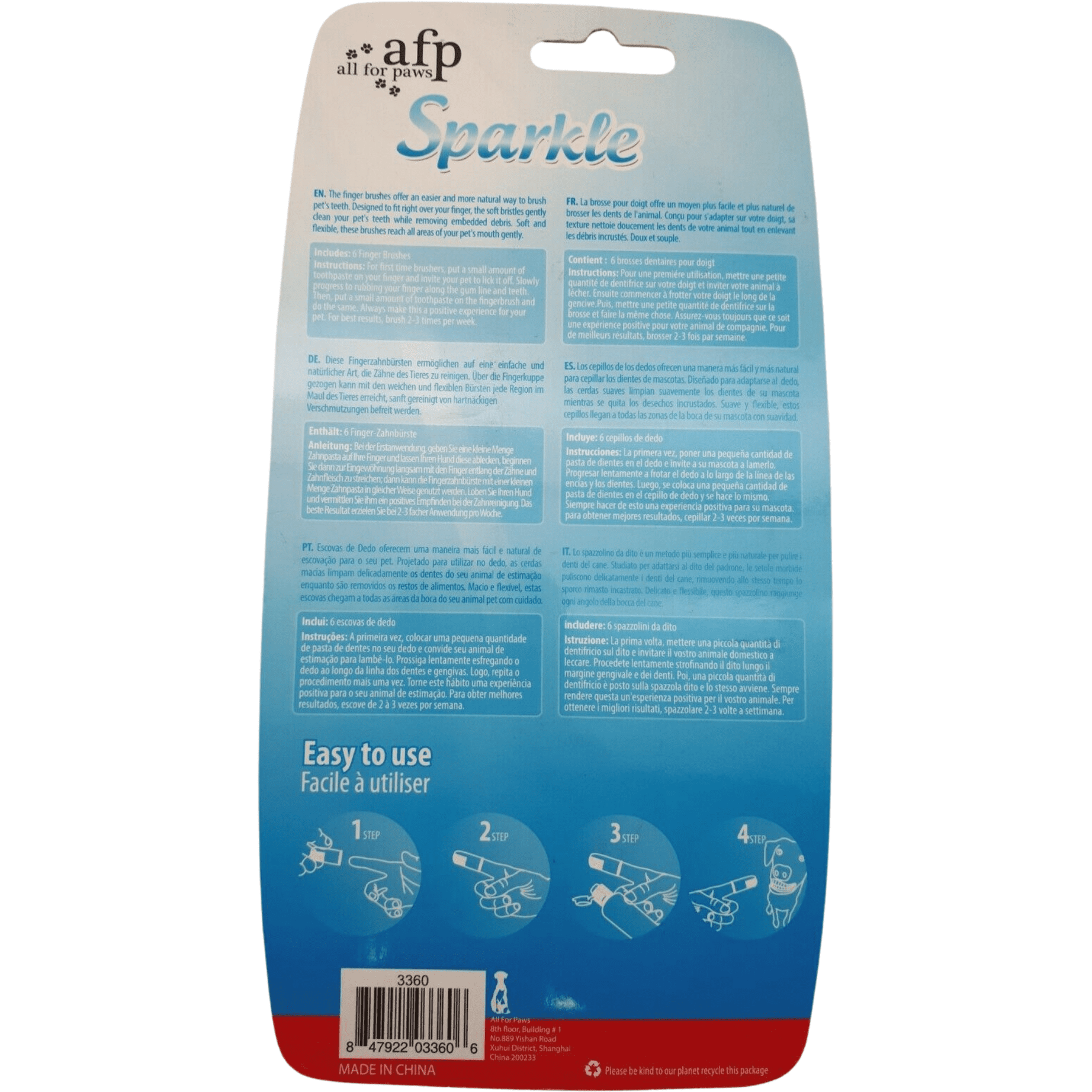 AFP Sparkle Escova de Dentes de Dedo - 6 Unidades