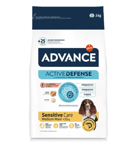 Advance Sensitive Medium/Maxi - Ração seca para cão adulto médio e grande com sensibilidades - Salmão e arroz - DOGGIE STORE
