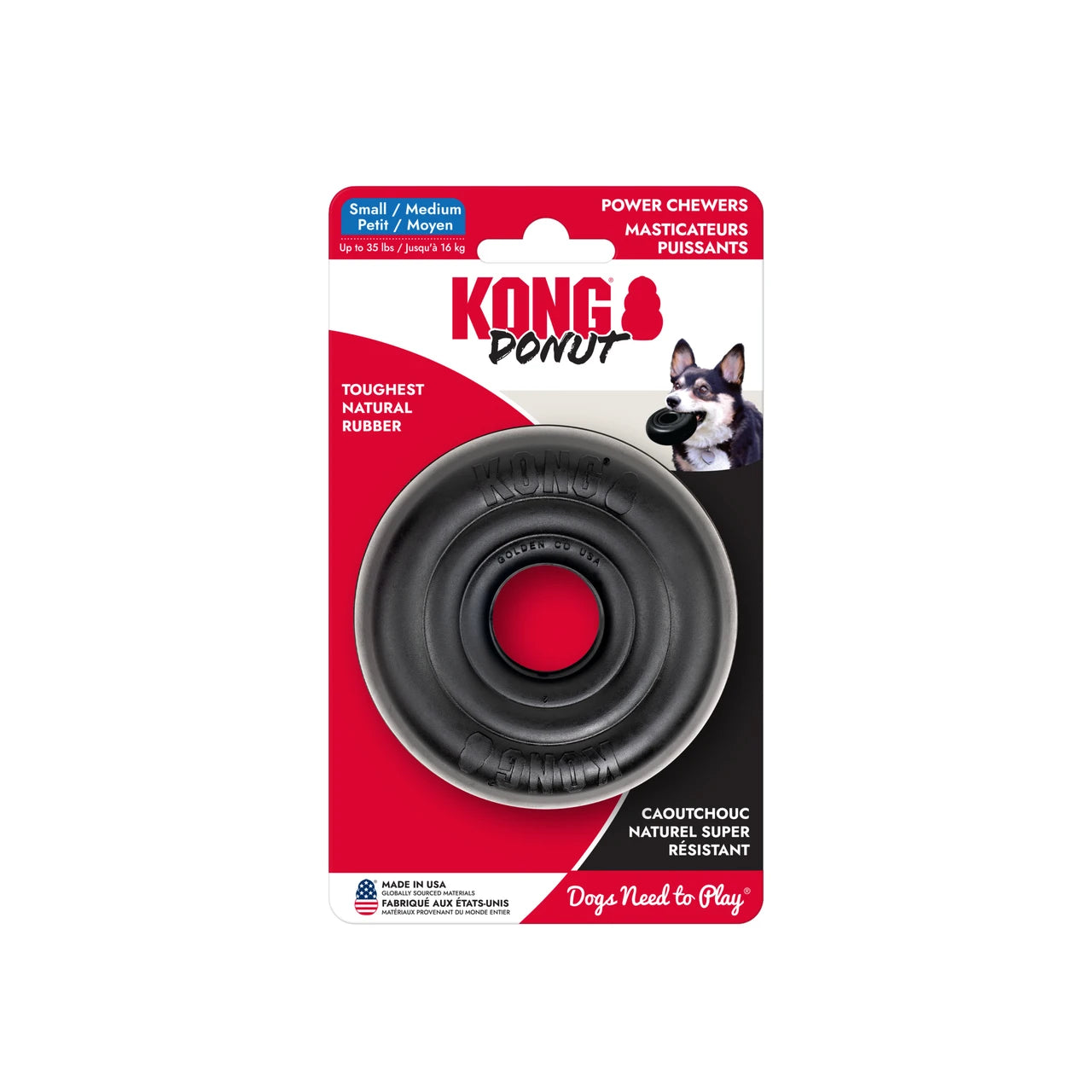 KONG Extreme Donut – Brinquedo de Borracha Natural para Mastigadores Fortes