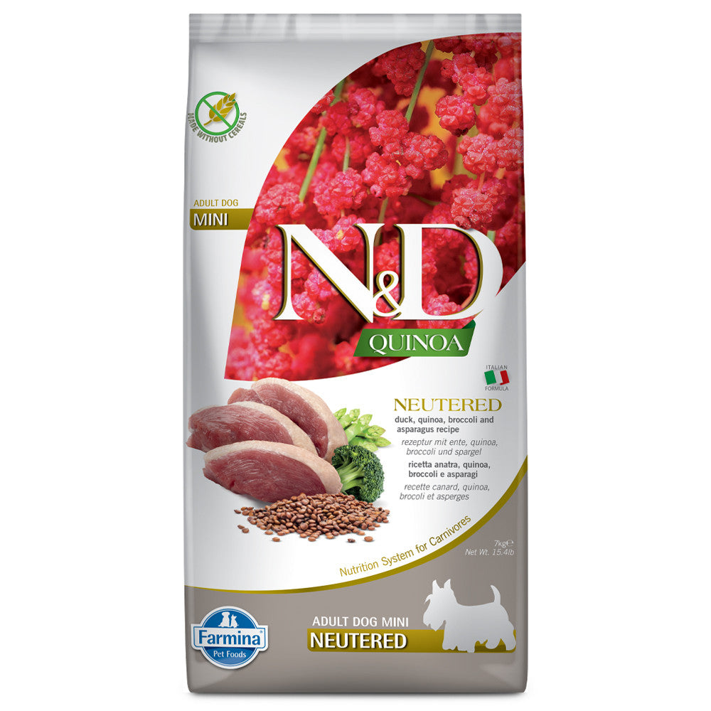 Farmina N&D Quinoa Neutered Mini - Ração seca para cão pequeno esterilizado - Pato