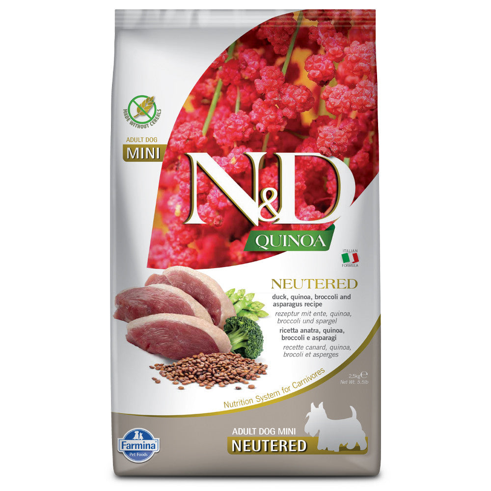 Farmina N&D Quinoa Neutered Mini - Ração seca para cão pequeno esterilizado - Pato