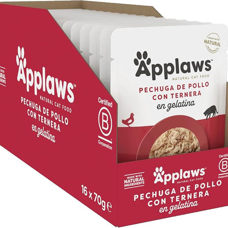 Applaws - Ração húmida para gatos | Frango com Carne de Vaca em gelatina