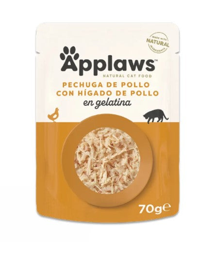 Applaws - Ração húmida para gatos | Peito de Frango com fígado de frango em gelatina