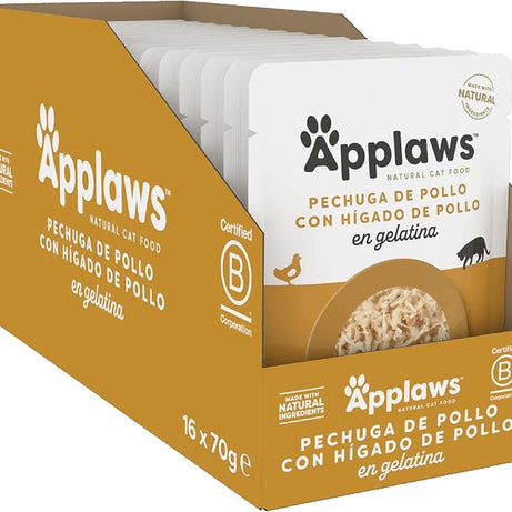 Applaws - Ração húmida para gatos | Peito de Frango com fígado de frango em gelatina