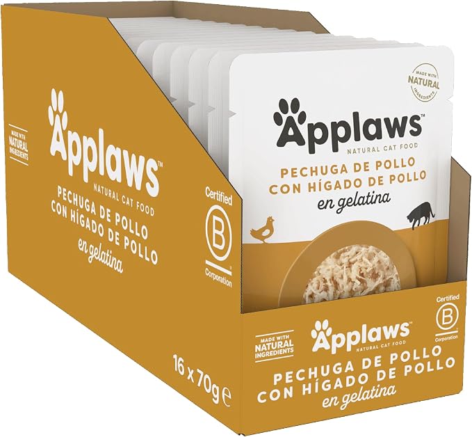 Applaws - Ração húmida para gatos | Peito de Frango com fígado de frango em gelatina
