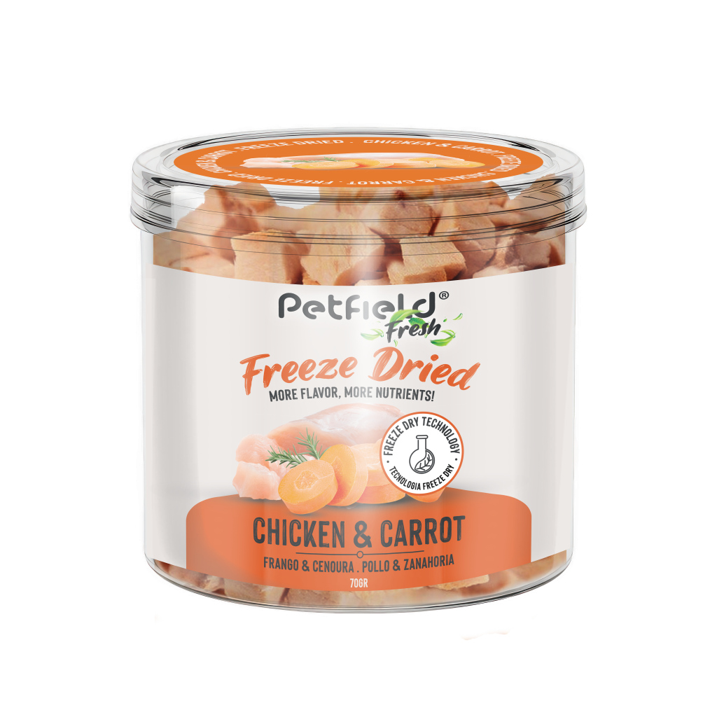 Petfield Fresh Freeze Dried, Snack para cães e gatos liofilizados